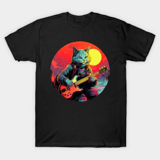 Cat Playing Guitar Funny Cat With Guitar Cute Cat Guitar T-Shirt